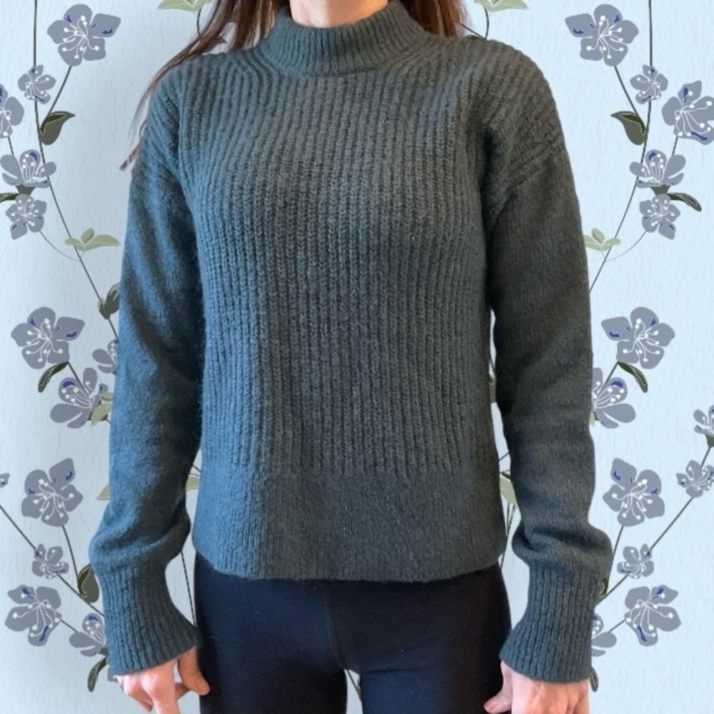 & Other Stories boxy short-length sweater in alpaca & wool mix, slate blue, Sz S
